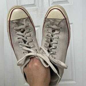 Converse Cream and Red Low-Top Sneakers